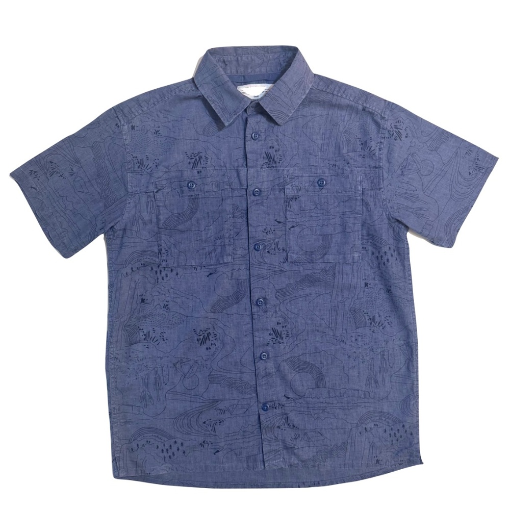 REI Co-Op Men's Westerlands Print Hemp Blue Button Down Shirt Size Small